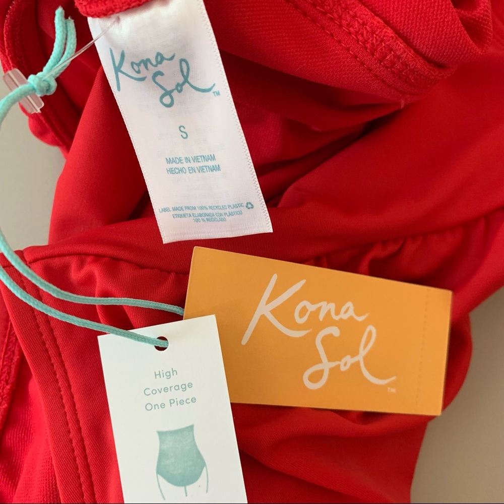 Kona Sol Ruffle Shoulder High Coverage Swimsuit - Picture 13 of 15